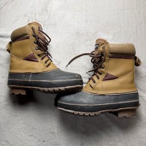 Thinsulate Insulated Winter Snow Duck Boots Mens Size 7 Tan Black Steel Shank